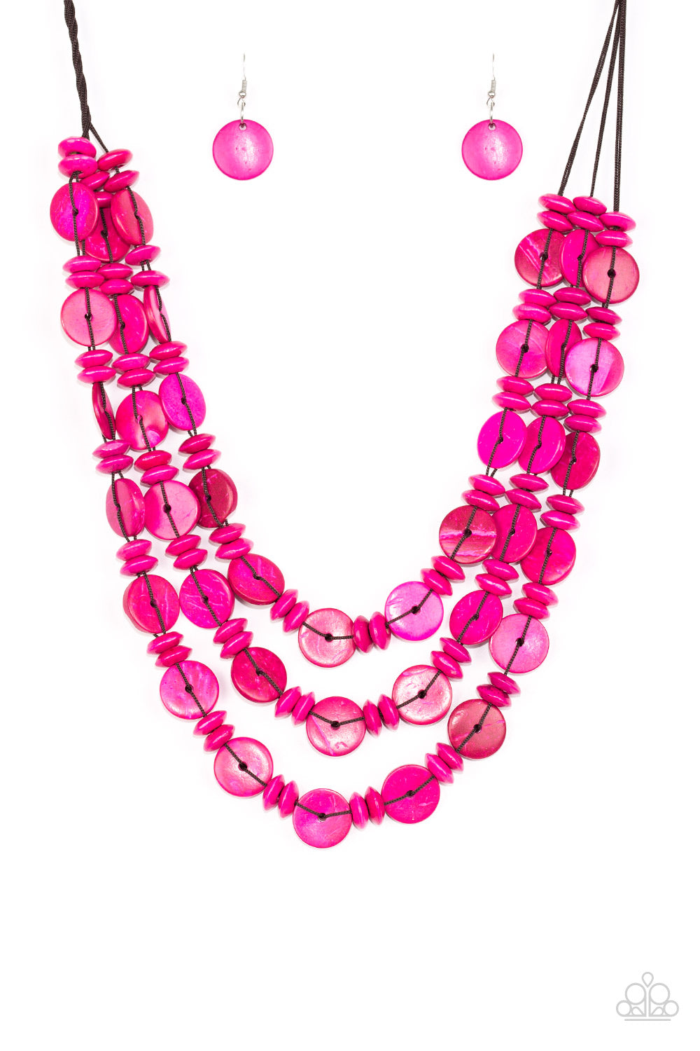 Barbados Bopper - Pink Paparazzi Wooden Necklace