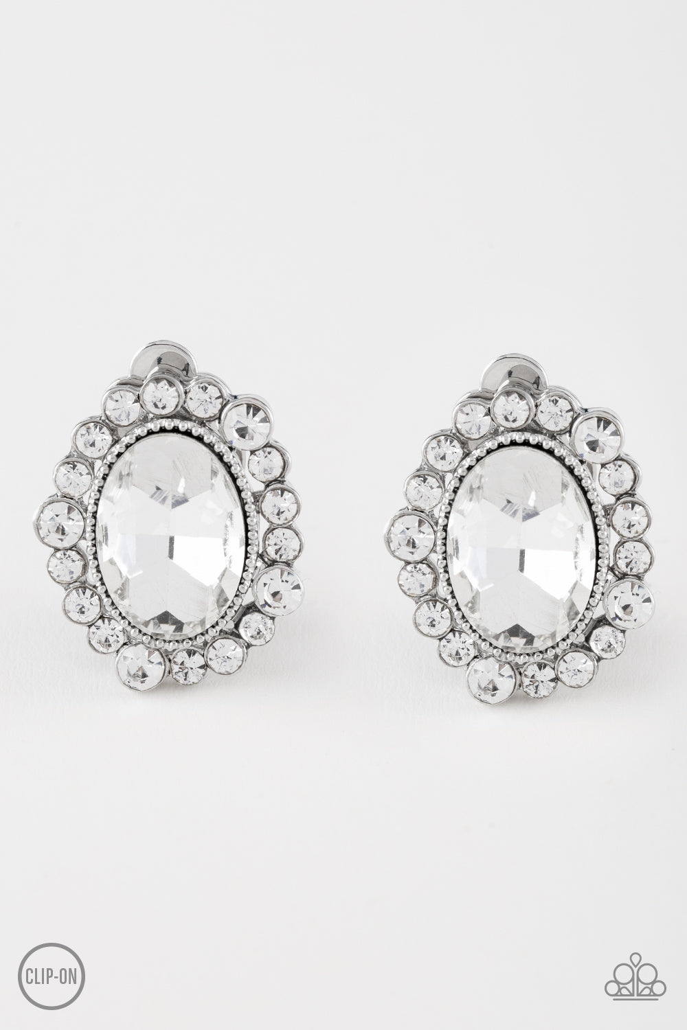 Paparazzi Hold Court - White Clip-Ons earrings