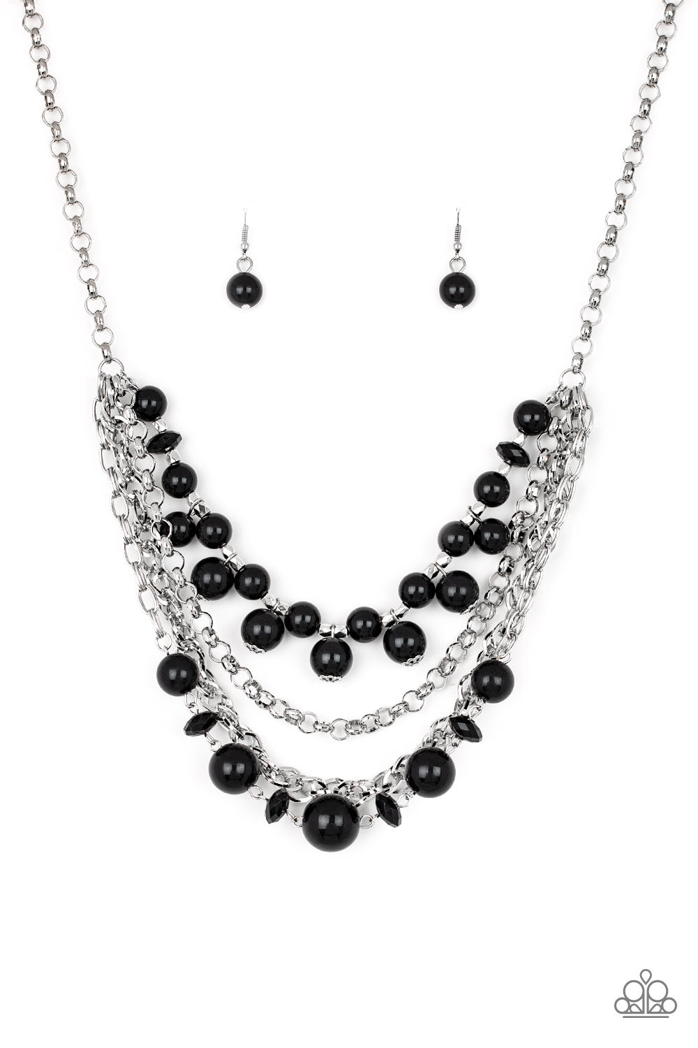 Paparazzi Rockin Rockette - Black Earrings