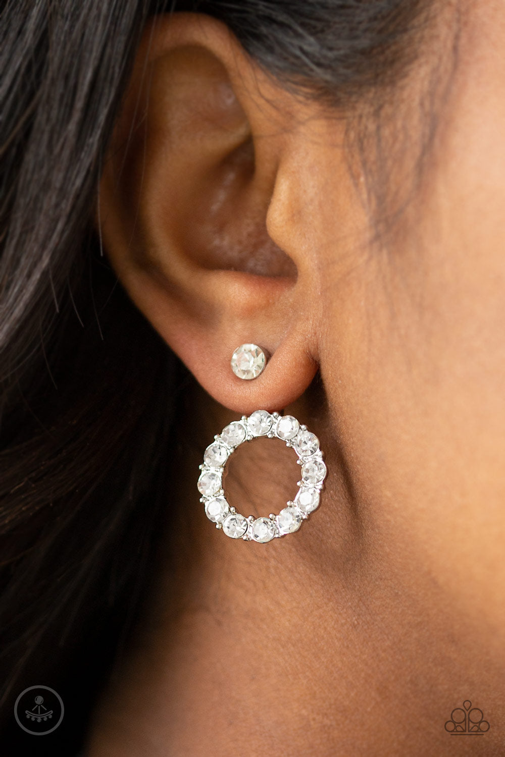 Paparazzi Diamond Halo -  White Earrings