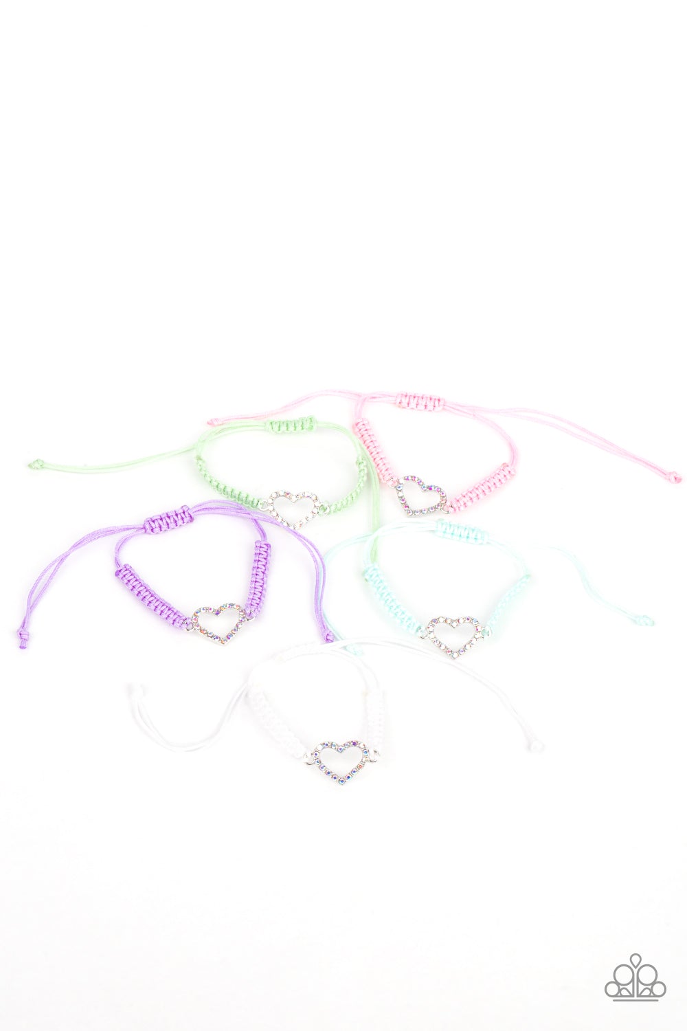 STARLET SHIMMER IRIDESCENT RHINESTONE HEART SLIDE BRACELET SET OF 5