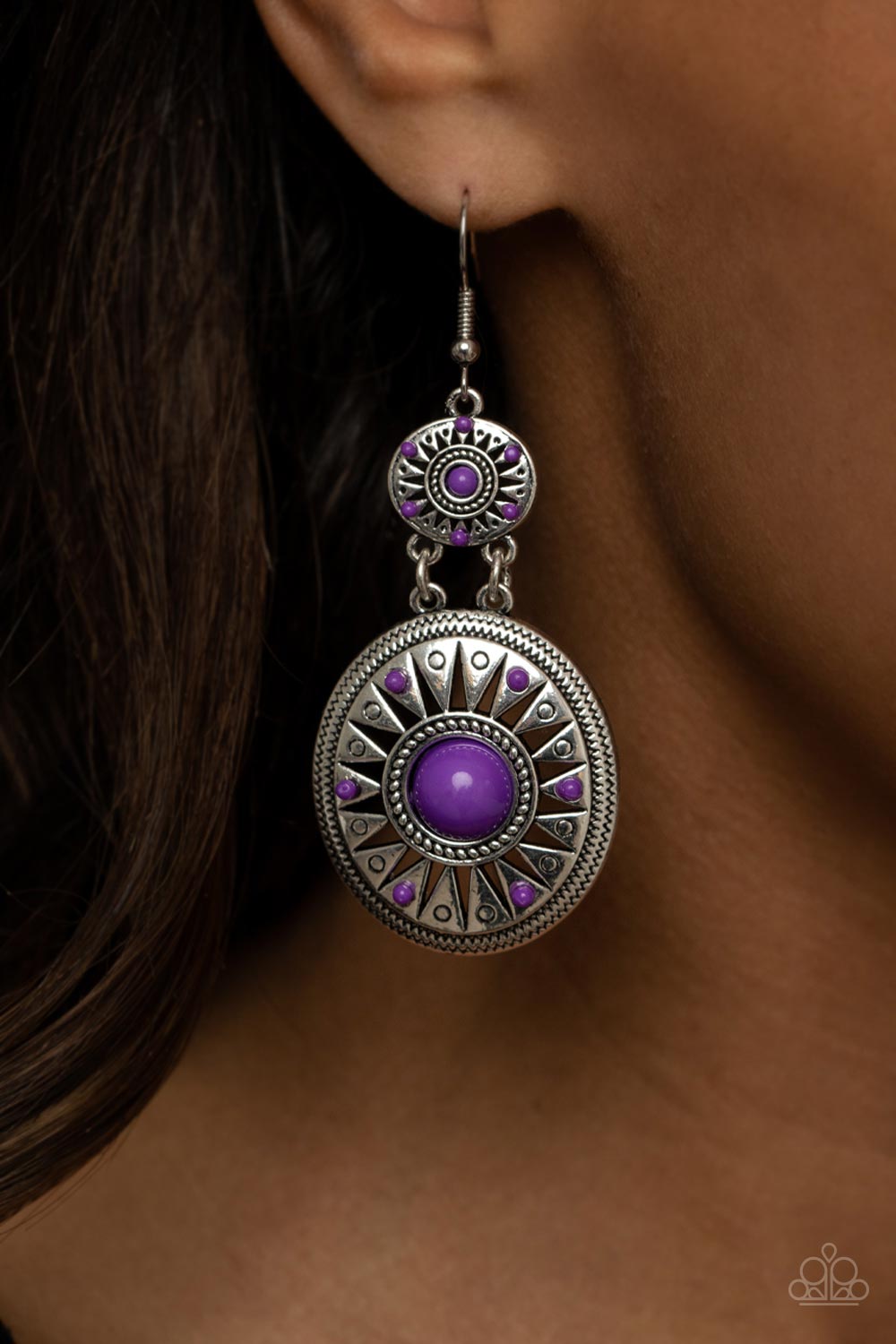 Paparazzi Temple of The Sun - Purple Earrings
