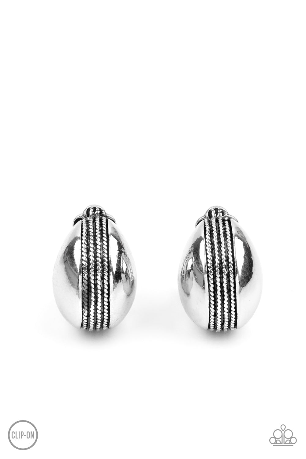Paparazzi Classic Curves - Silver Clip-On Earrings
