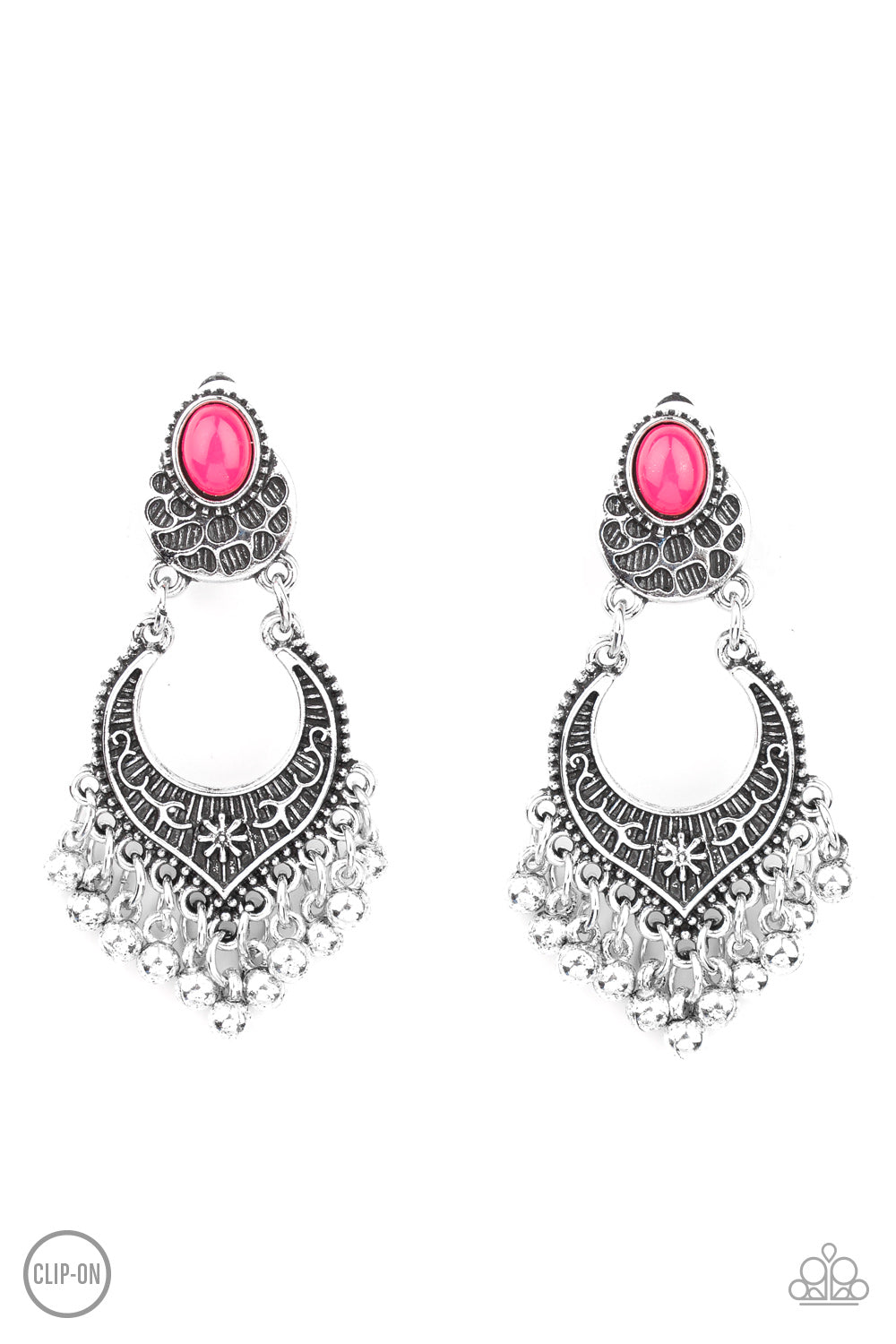 Paparazzi Summery Gardens - Pink Clip-on Earrings
