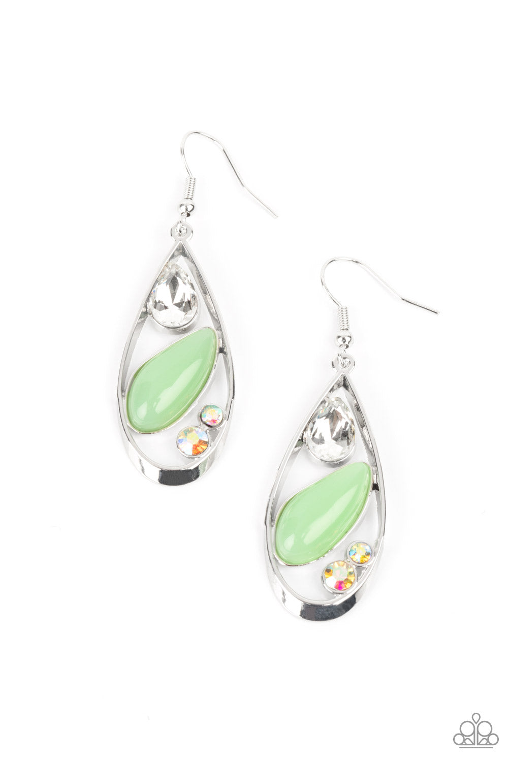 Paparazzi Harmonious Harbors - Green  and Iridescent Earrings