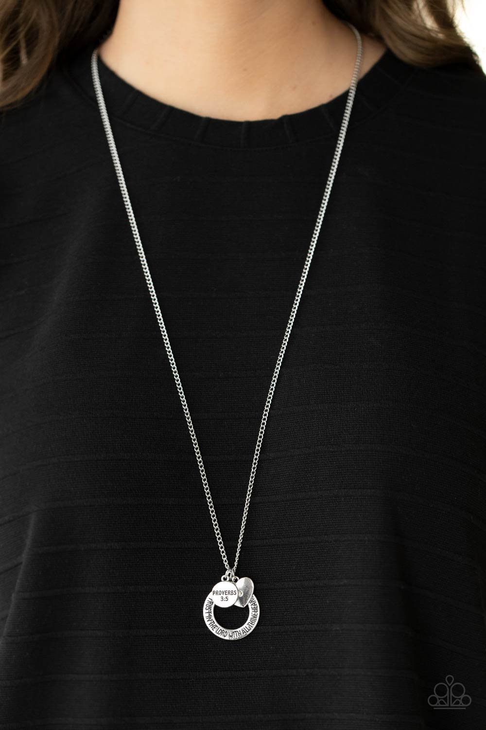 Full of Faith - Multi Paparazzi  Silver Necklace Biblical Passage Proverbs 3:5