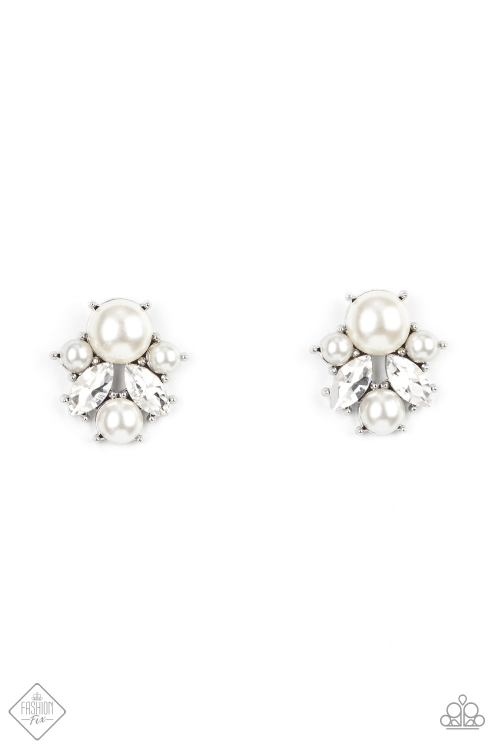 Paparazzi Royal Reverie- White Post earrings