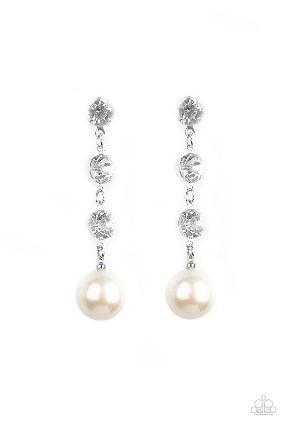 Yacht Scene - White Iridescent Paparazzi Earrings