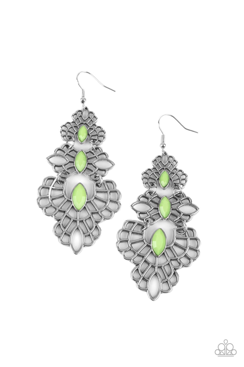 Paparazzi Flamboyant Frills - Green Earrings