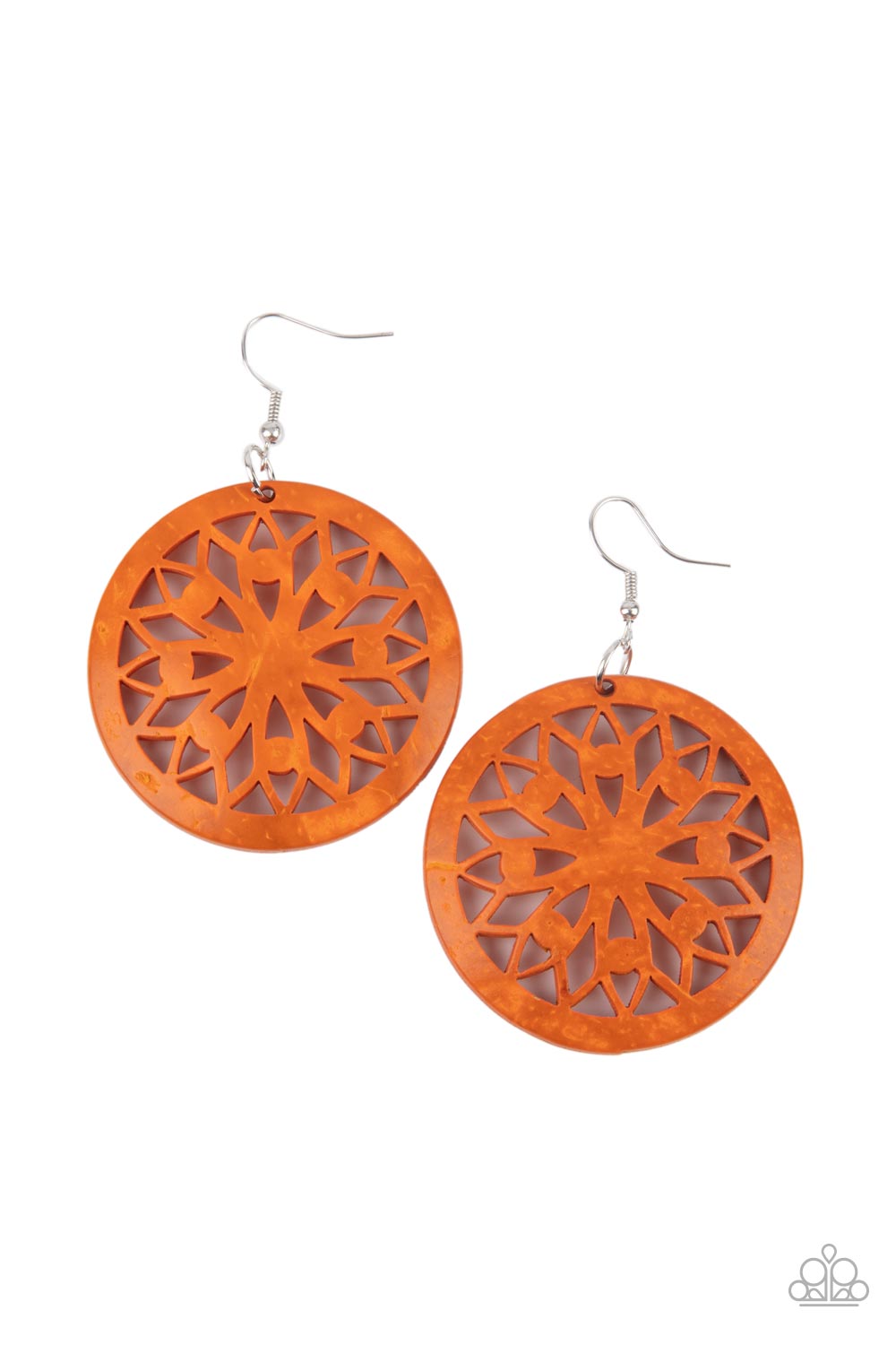 Ocean Canopy - Orange Wooden Paparazzi Earrings
