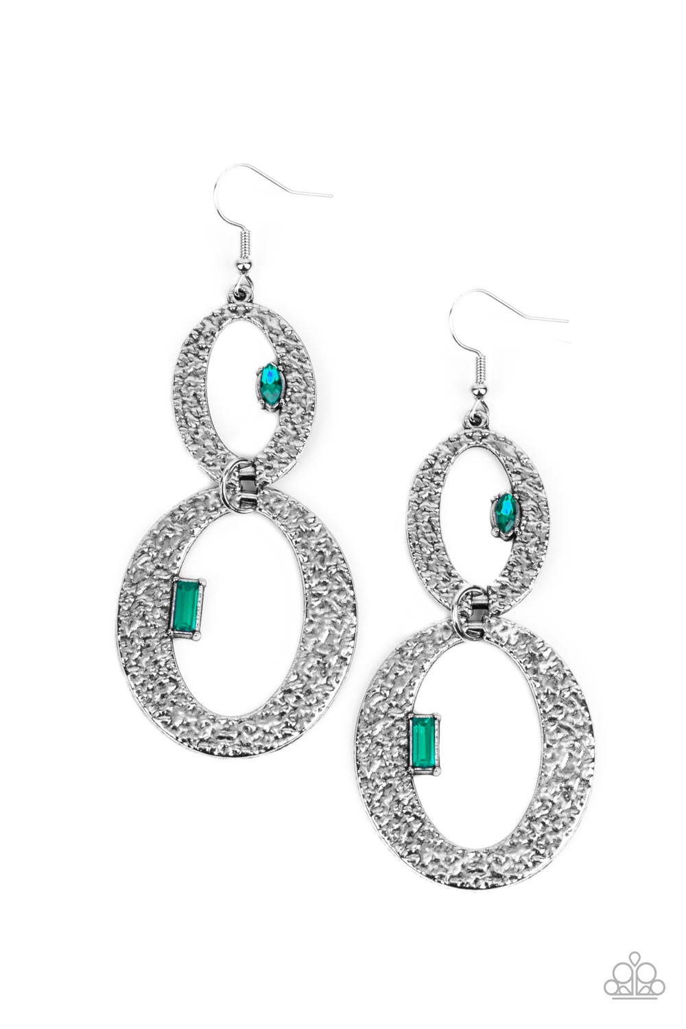 OVAL and OVAL Again - Green Paparazzi Earrings