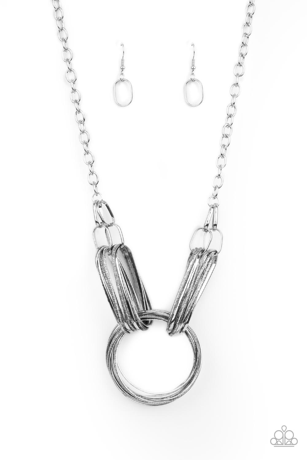 Lip Sync Links - Silver Paparazzi Earrings