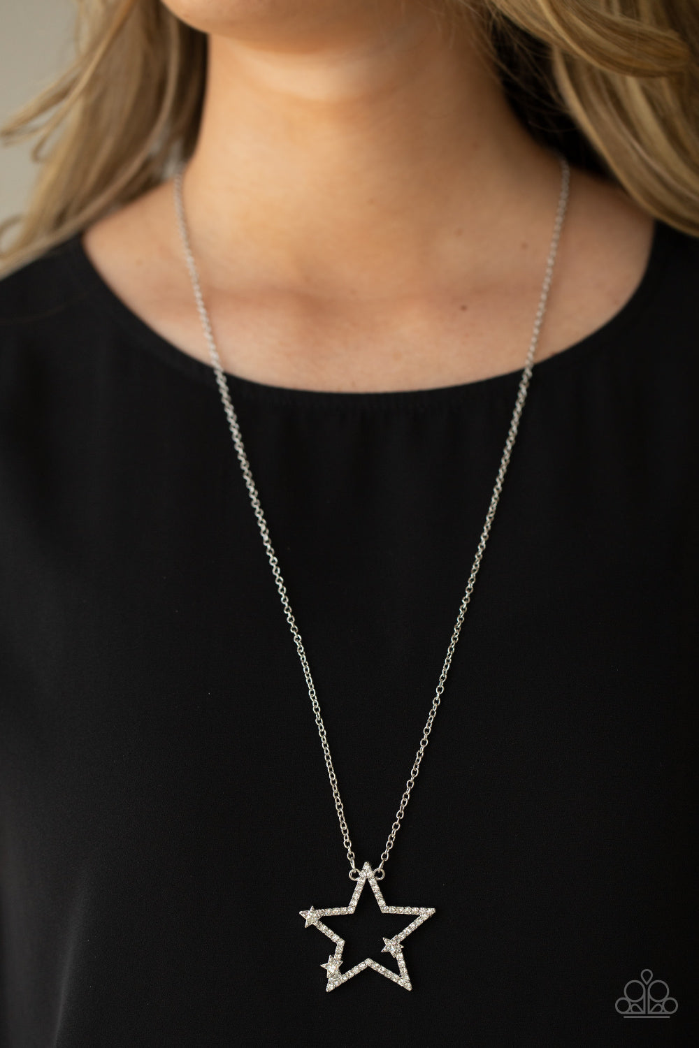 Pledge Allegiance to the Sparkle - White Paparazzi Necklace