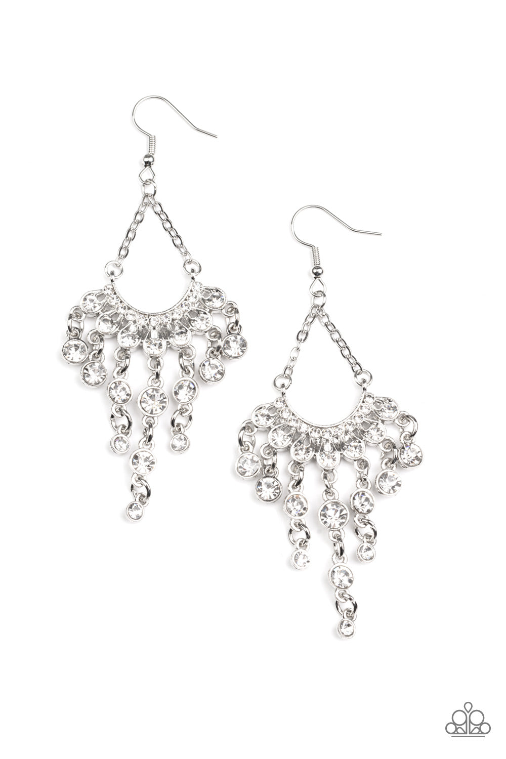 Commanding Candescence - White Paparazzi Earrings
