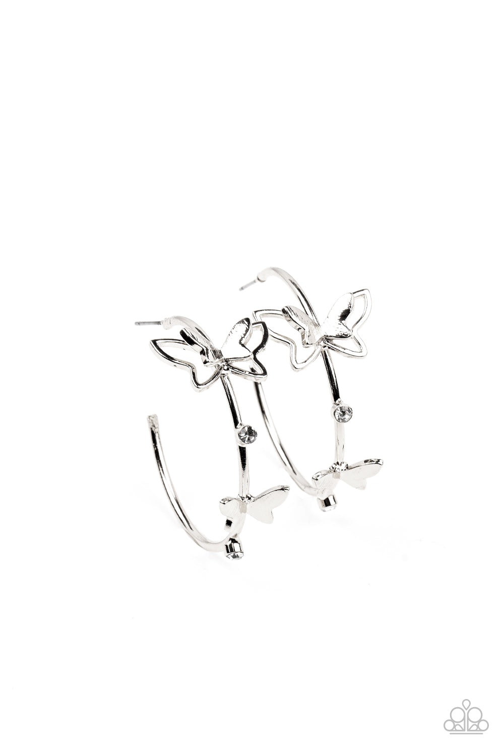 Full Out Flutter - White Paparazzi Earrings