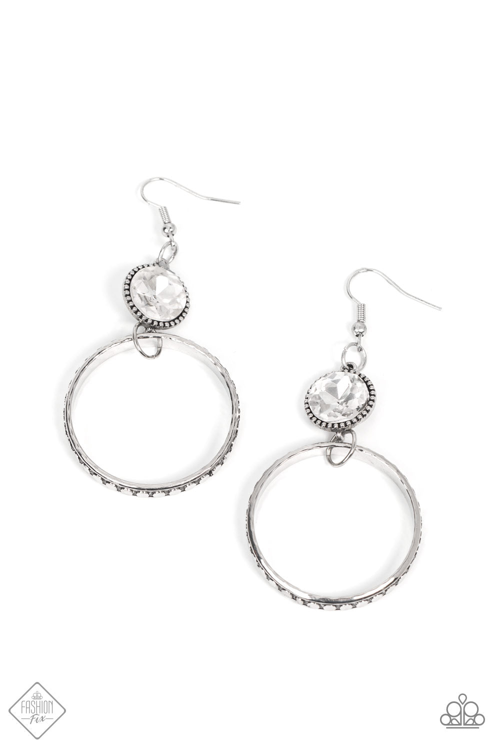 Standalone Sparkle - White Paparazzi Earrings