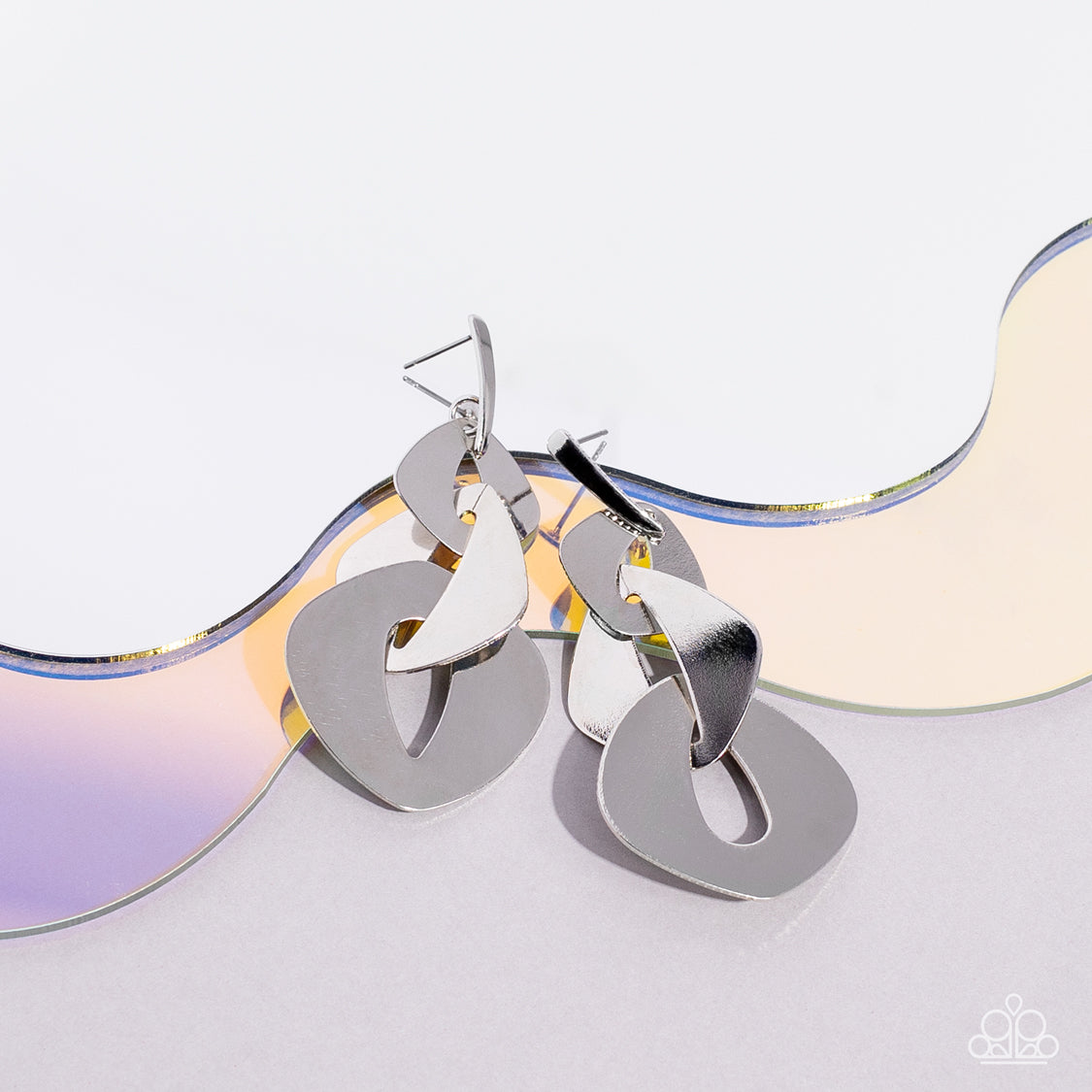 Enveloped in Edge - Silver Paparazzi Earring