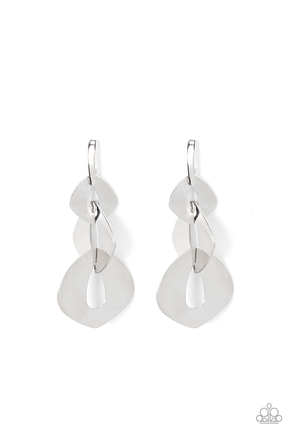 Enveloped in Edge - Silver Paparazzi Earring
