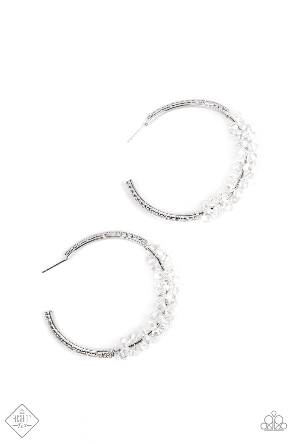 Bubble-Bursting Bling - White Paparazzi Earrings