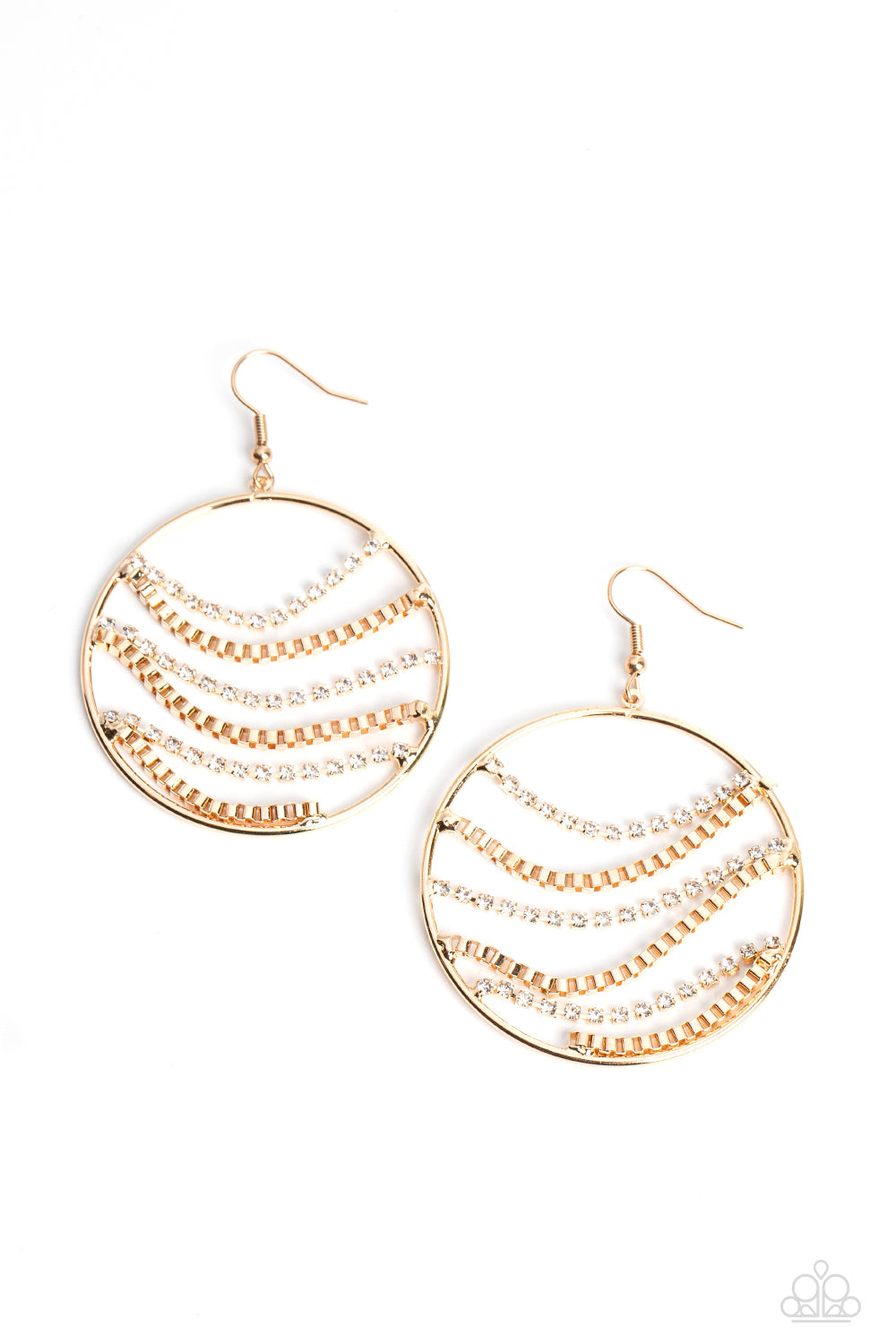 Fighting Fortune - Gold Paparazzi Earrings