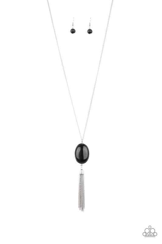 Tasseled Tranquility - Black Necklace
