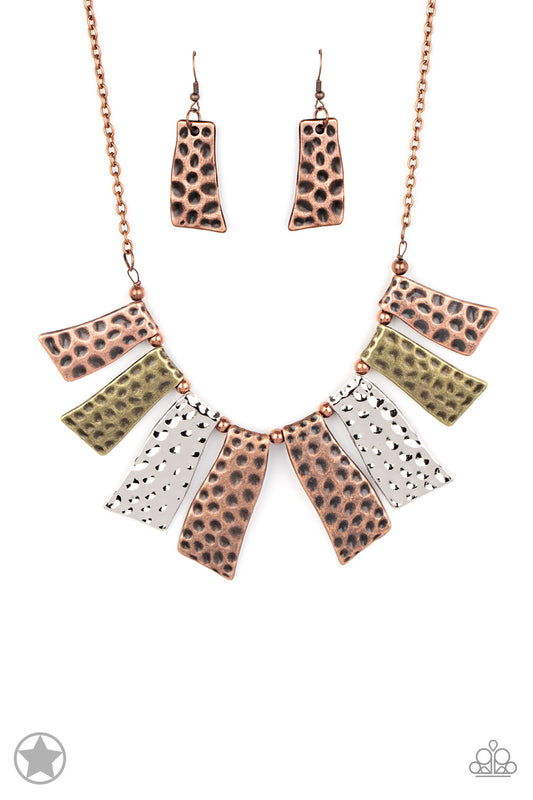 Paparazzi A Fan of the Tribe-Multi Metal Blockbuster Necklace