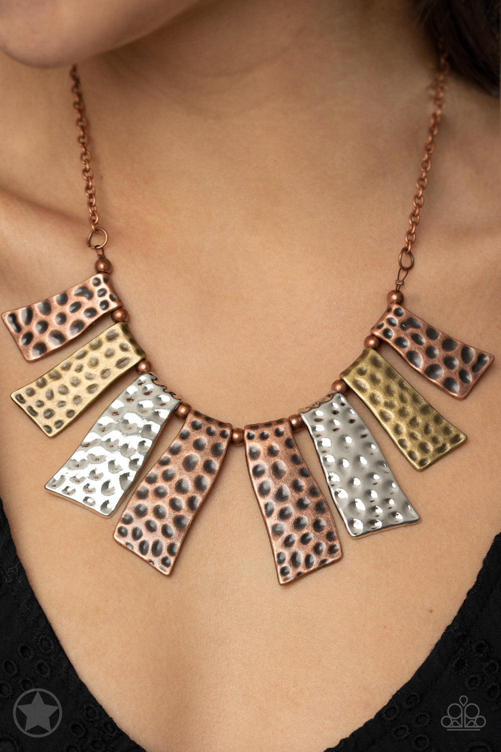 Paparazzi A Fan of the Tribe-Multi Metal Blockbuster Necklace