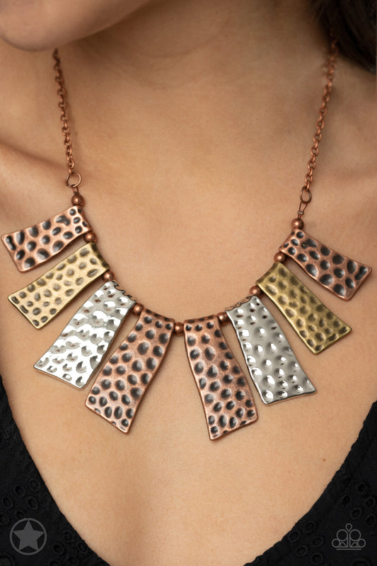 Paparazzi A Fan of the Tribe-Multi Metal Blockbuster Necklace