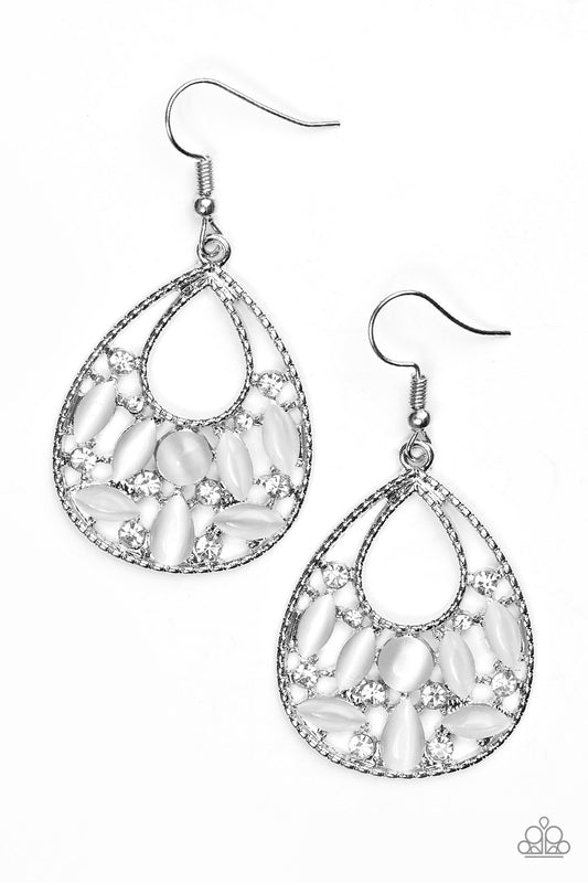 Paparazzi Just DEWing My Thing - White Earrings