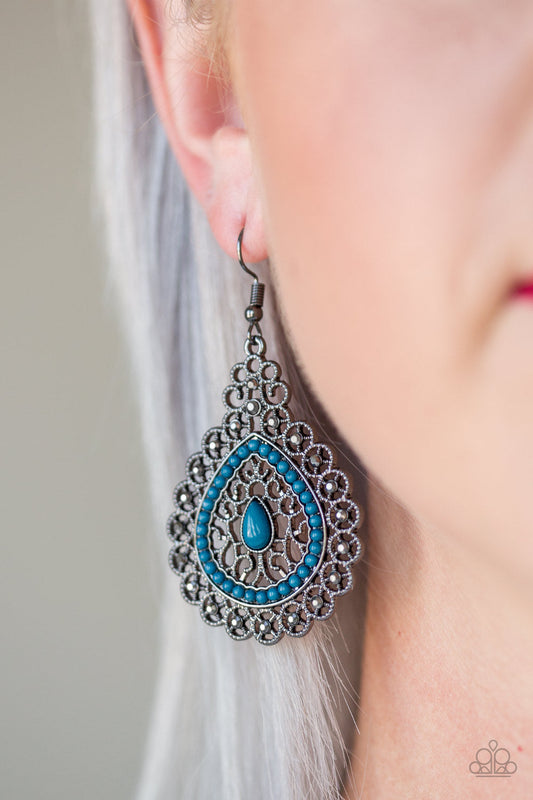 Carnival Courtesan - Paparazzi Blue Earring