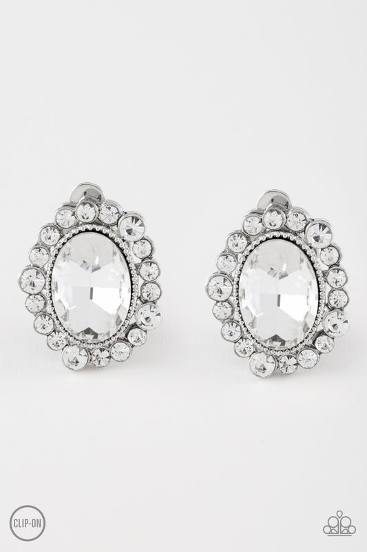 Paparazzi Hold Court - White Clip-Ons earrings