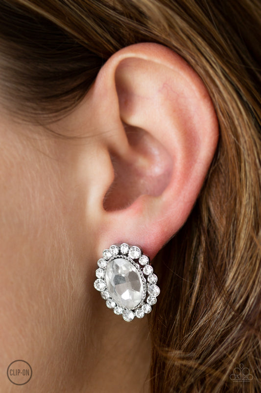 Paparazzi Hold Court - White Clip-Ons earrings