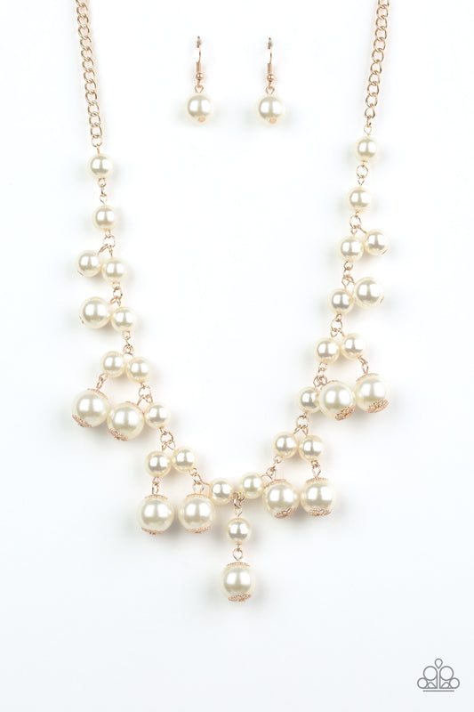 Soon To Be Mrs. - Gold and Pearl Paparazzi Necklace