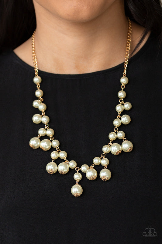 Soon To Be Mrs. - Gold and Pearl Paparazzi Necklace