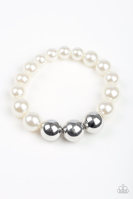 Paparazzi All Dressed UPTOWN - White Bracelet