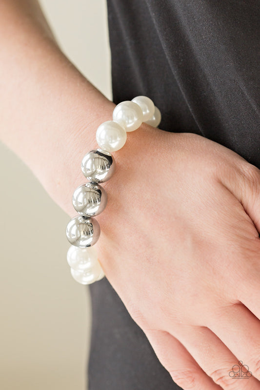 Paparazzi All Dressed UPTOWN - White Bracelet
