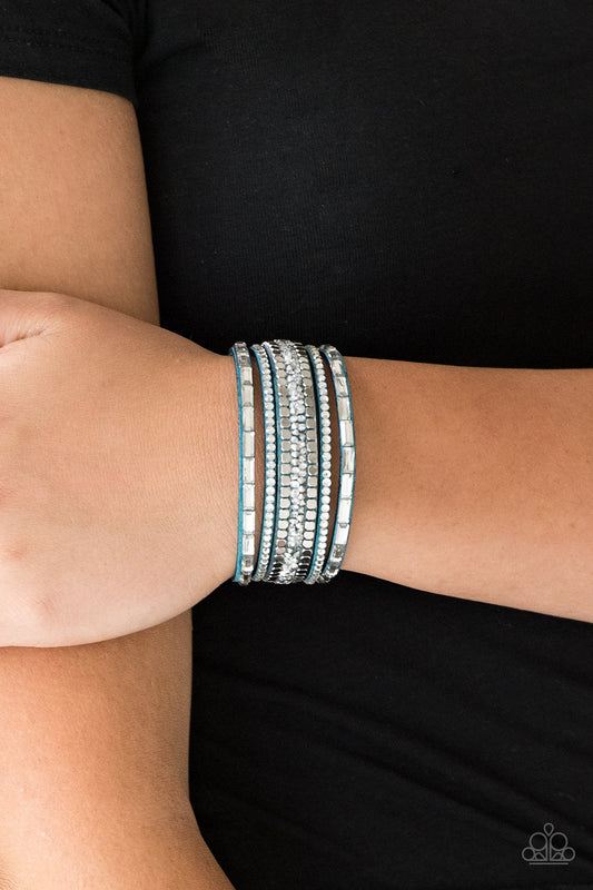 Paparazzi Rebel In Rhinestones - Blue Bracelet