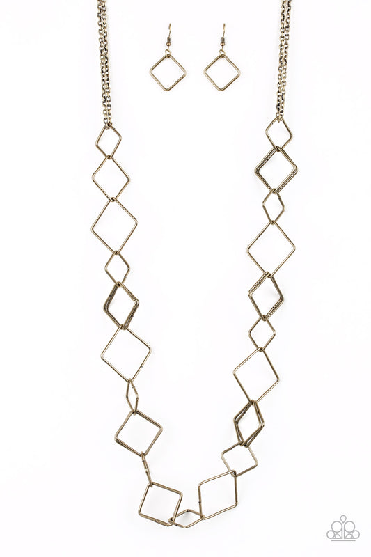 Paparazzi Backed Into A Corner - Brass Necklace