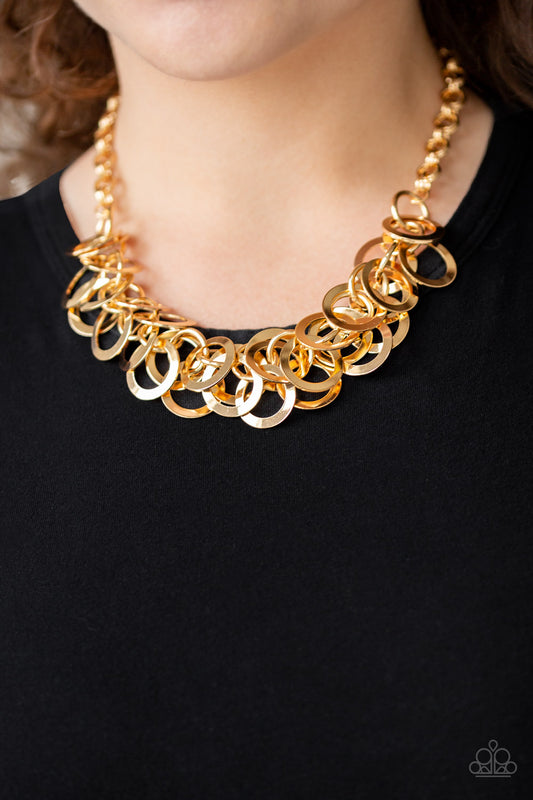 Ringing In The Bling -Gold Paparazzi Short Necklace