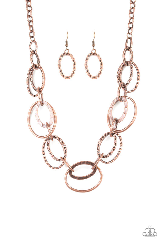 Bend OVAL Backwards - Copper Paparazzi Necklace