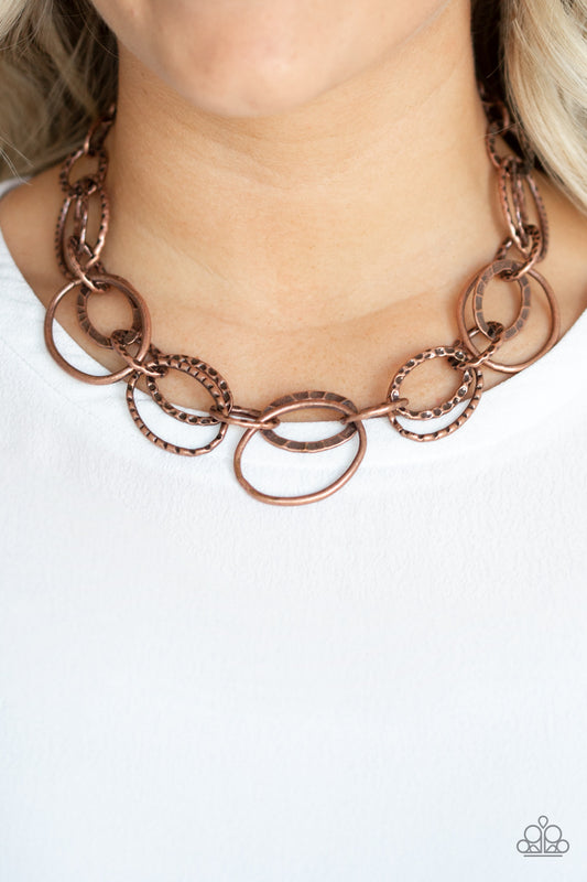 Bend OVAL Backwards - Copper Paparazzi Necklace