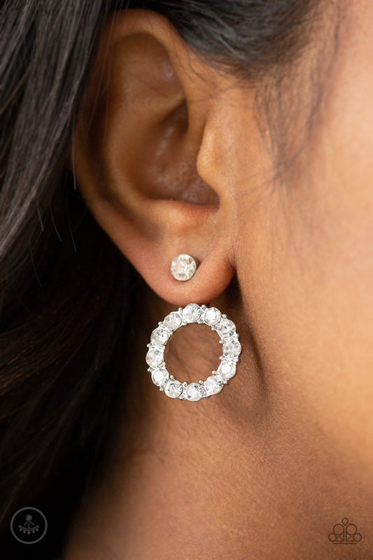 Paparazzi Diamond Halo -  White Earrings