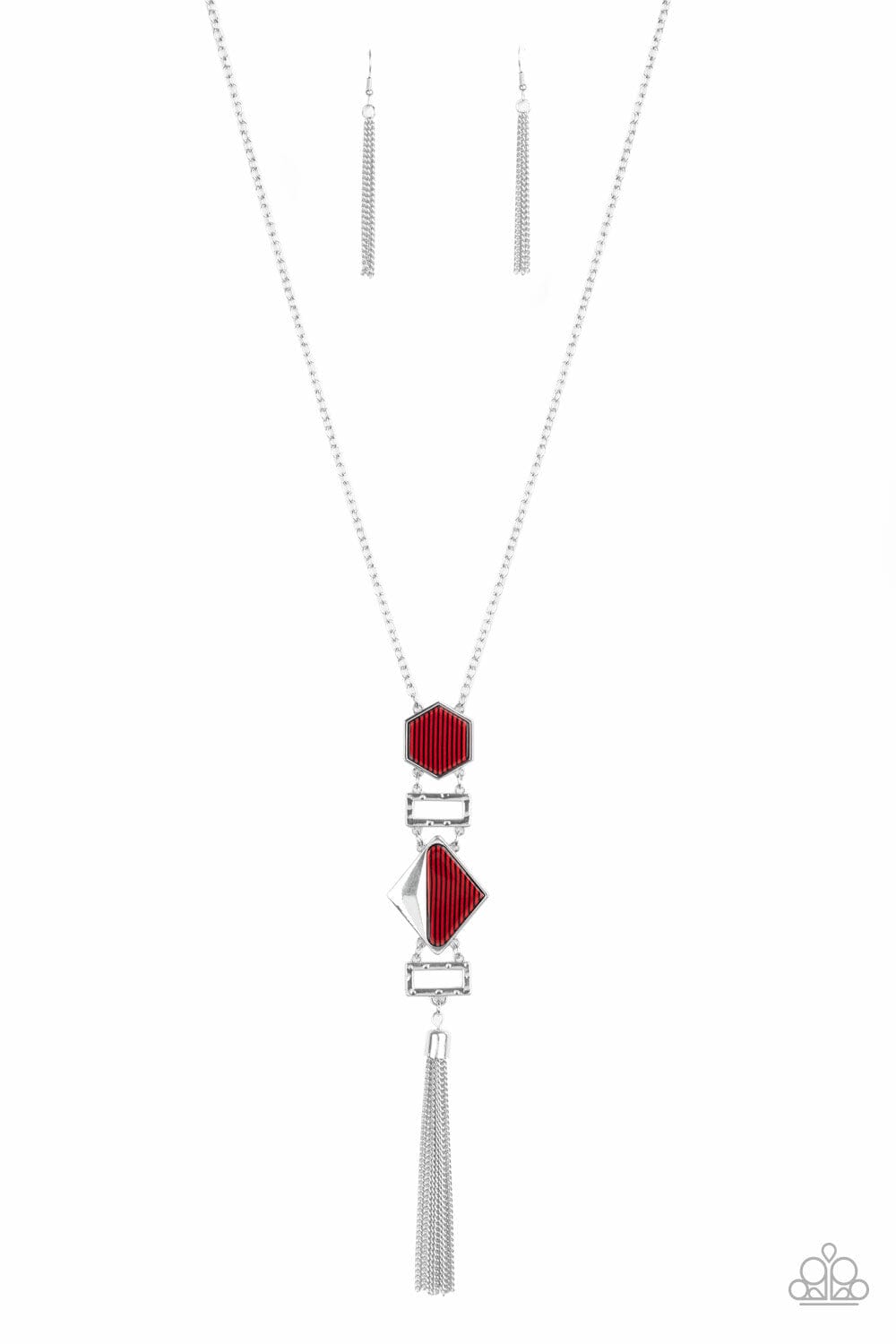 Paparazzi STRIPE Up a Conversation - Red Necklace
