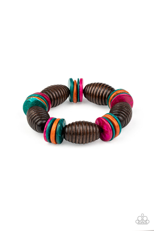 Caribbean Castaway - Multi Paparazzi Wooden Bracelets