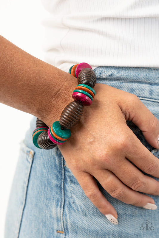 Caribbean Castaway - Multi Paparazzi Wooden Bracelets