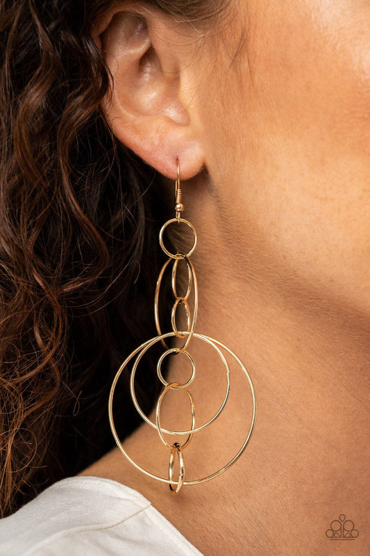Paparazzi Running Circles Around You - Gold Earrings