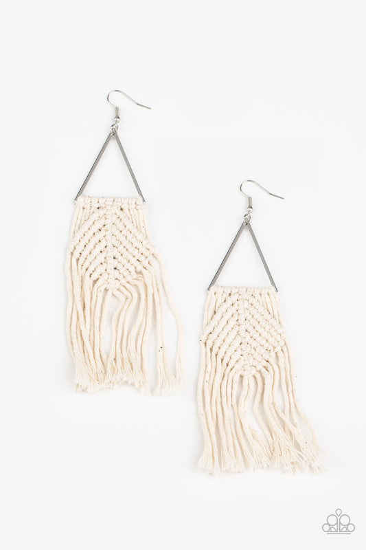 Paparazzi Macramé Jungle - White Earrings