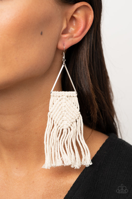 Paparazzi Macramé Jungle - White Earrings