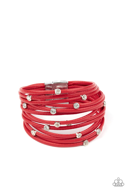 Paparazzi Fearlessly Layered - Red Bracelet