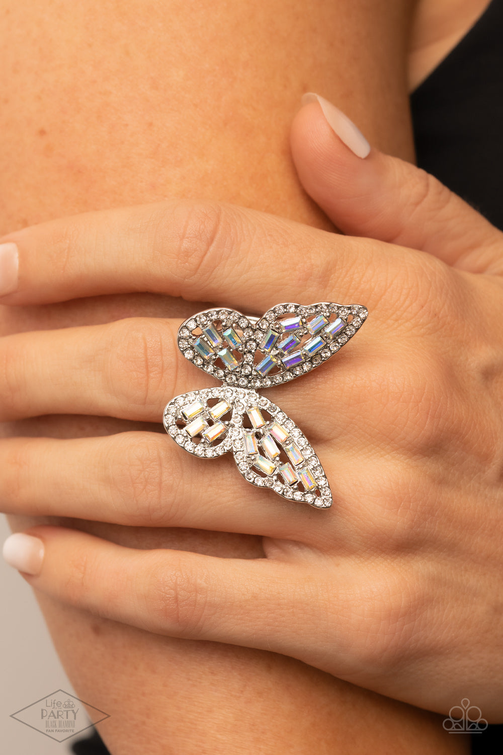 Paparazzi Exclusive Black Diamond - Flauntable Flutter - Multi Ring